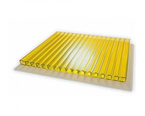 Ультрапласт: сотовый лист поликарбоната, жёлтый, 8 мм, 2,1 × 12 м